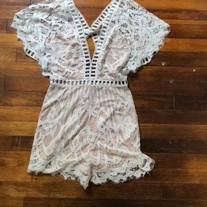 Lacy shorts romper